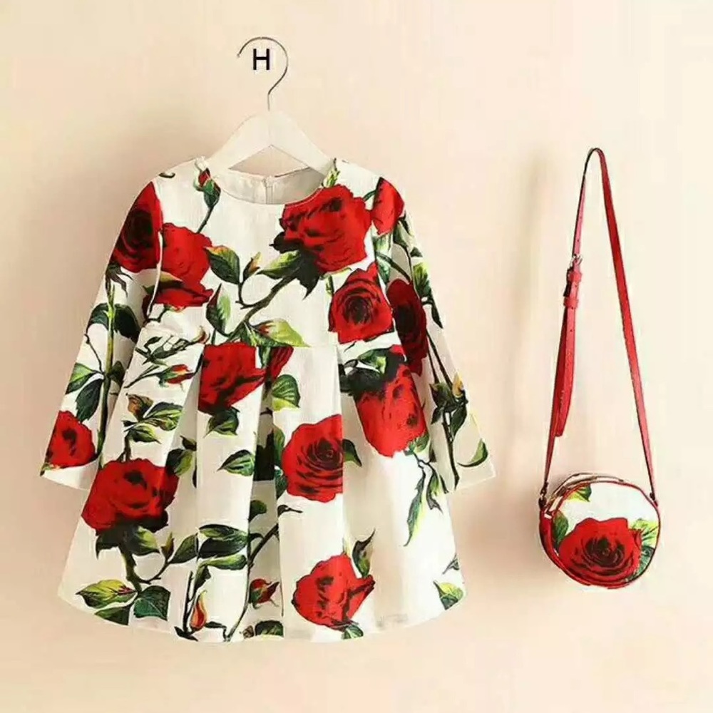 Luxury Floral Rose 🌹 Princess Girl Dress bag set